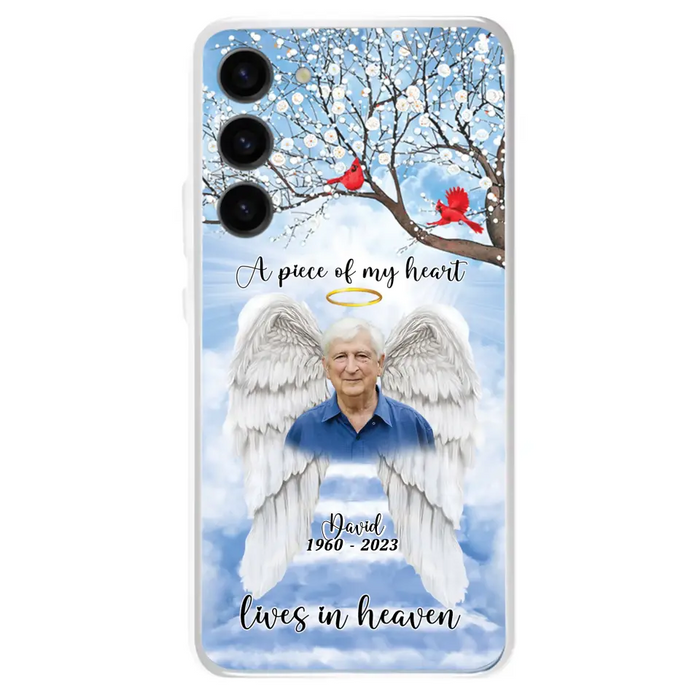 Custom Personalized Memorial Wings Upload Photo Phone Case - Memorial Gift Idea - A Piece Of My Heart Lives In Heaven