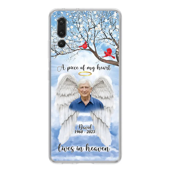 Custom Personalized Memorial Wings Upload Photo Phone Case - Memorial Gift Idea - A Piece Of My Heart Lives In Heaven - Case for Xiaomi/ Huawei/ Oppo