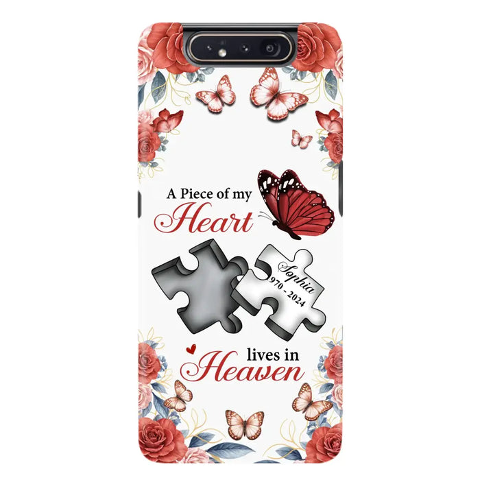 Custom Personalized Memorial Phone Case - Memorial Gift Idea - A Piece Of My Heart Lives In Heaven - Case for iPhone/Samsung