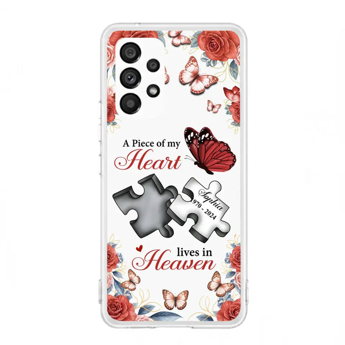 Custom Personalized Memorial Phone Case - Memorial Gift Idea - A Piece Of My Heart Lives In Heaven - Case for iPhone/Samsung