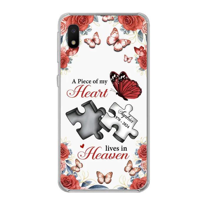 Custom Personalized Memorial Phone Case - Memorial Gift Idea - A Piece Of My Heart Lives In Heaven - Case for iPhone/Samsung