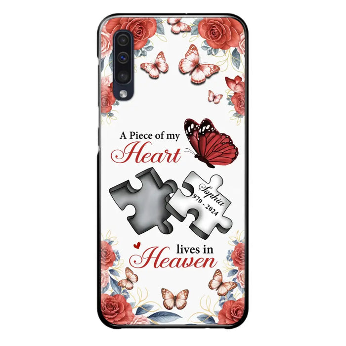 Custom Personalized Memorial Phone Case - Memorial Gift Idea - A Piece Of My Heart Lives In Heaven - Case for iPhone/Samsung