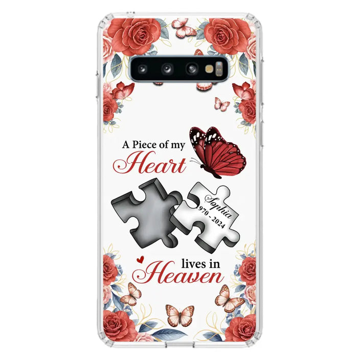 Custom Personalized Memorial Phone Case - Memorial Gift Idea - A Piece Of My Heart Lives In Heaven - Case for iPhone/Samsung