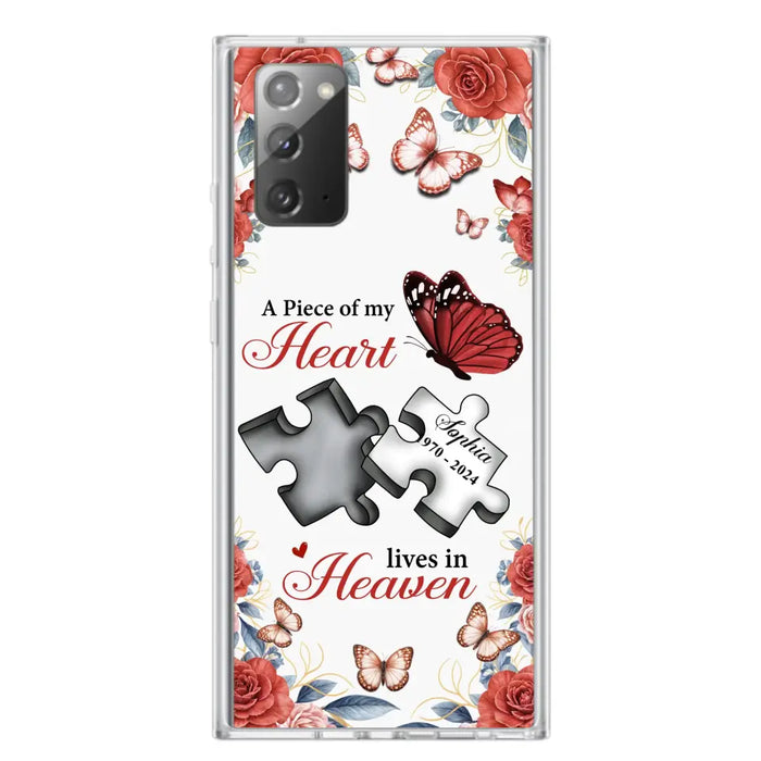 Custom Personalized Memorial Phone Case - Memorial Gift Idea - A Piece Of My Heart Lives In Heaven - Case for iPhone/Samsung