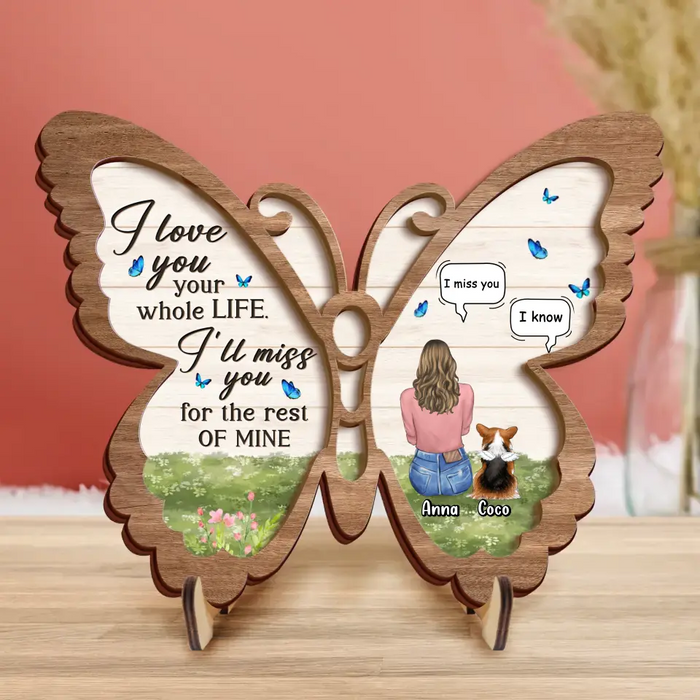 Custom Personalized Memorial Pet Wooden Art - Adult/Couple with up to 4 Pets - Memorial Gift Idea for Dog/Cat/Rabbit Owners - I Love You Your Whole Life