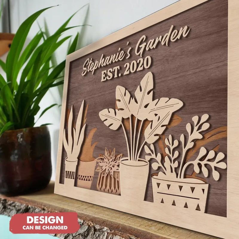 Personalized Garden 2 Layered Wooden Art - Gift Idea for Gardening Lovers