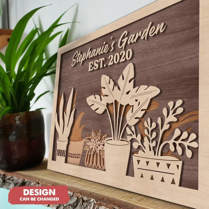 Custom Personalized Garden 2 Layered Wooden Art - Gift Idea for Gardening Lovers