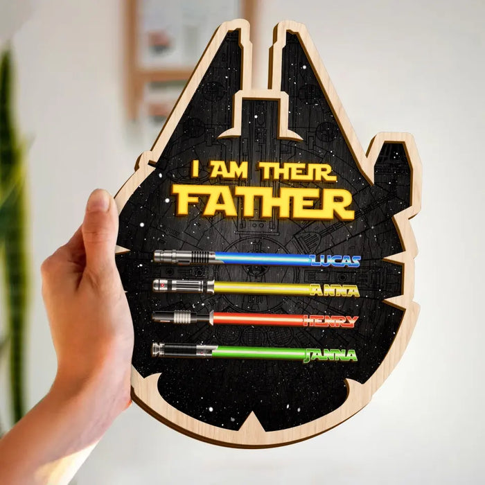 Custom Personalized Dad 2 Layered Wooden Art - Gift Idea For Father's Day - Upto 6 Kids - I Am Their Father