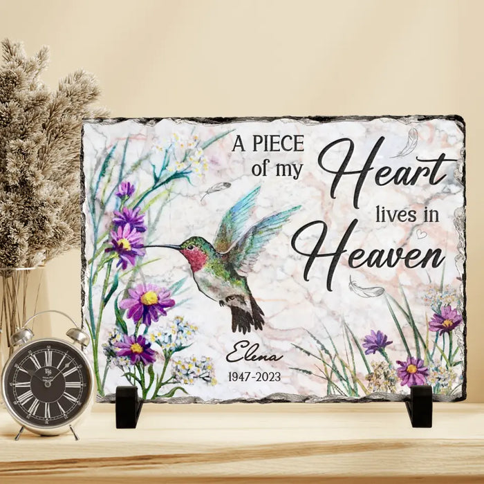 Custom Personalized Memorial Rectangle Lithograph - Memorial Gift Idea For Family Member - A Piece Of My Heart Lives In Heaven