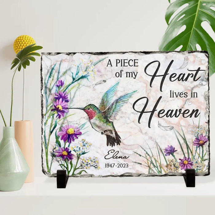 Custom Personalized Memorial Rectangle Lithograph - Memorial Gift Idea For Family Member - A Piece Of My Heart Lives In Heaven