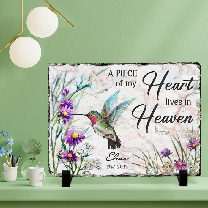 Custom Personalized Memorial Rectangle Lithograph - Memorial Gift Idea For Family Member - A Piece Of My Heart Lives In Heaven