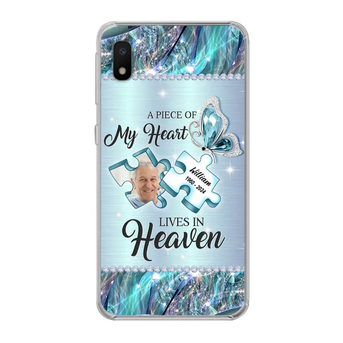 Custom Personalized Memorial Photo Phone Case - Memorial Gift Idea for Father's Day -  A Piece Of My Heart Lives In Heaven - Case for iPhone/Samsung