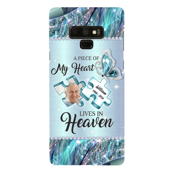 Custom Personalized Memorial Photo Phone Case - Memorial Gift Idea for Father's Day -  A Piece Of My Heart Lives In Heaven - Case for iPhone/Samsung