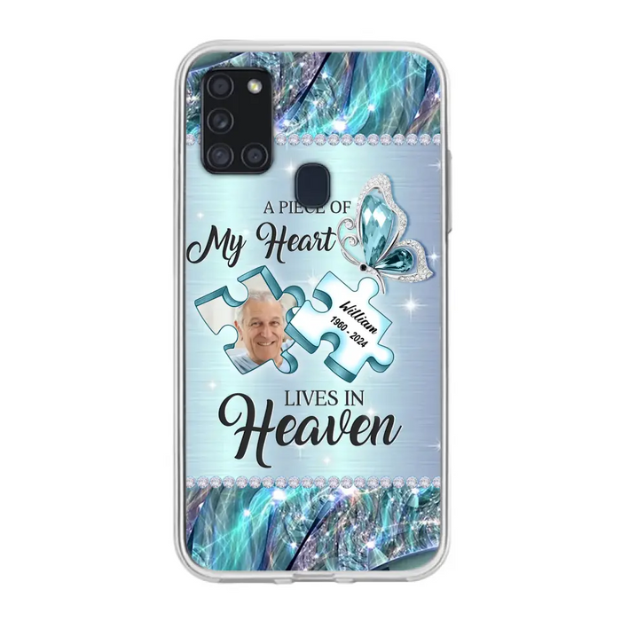 Custom Personalized Memorial Photo Phone Case - Memorial Gift Idea for Father's Day -  A Piece Of My Heart Lives In Heaven - Case for iPhone/Samsung