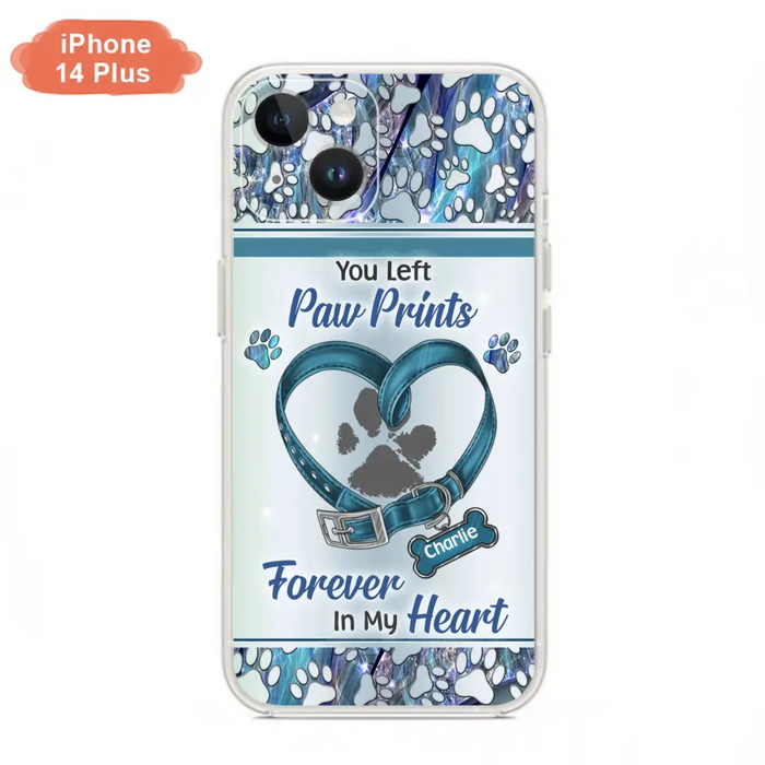 Custom Personalized Memorial Dog Collar Phone Case - Memorial Gift Idea For Dog Lover - You Left Paw Prints Forever In My Heart - Case for iPhone/ Samsung