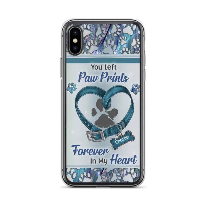 Custom Personalized Memorial Dog Collar Phone Case - Memorial Gift Idea For Dog Lover - You Left Paw Prints Forever In My Heart - Case for iPhone/ Samsung