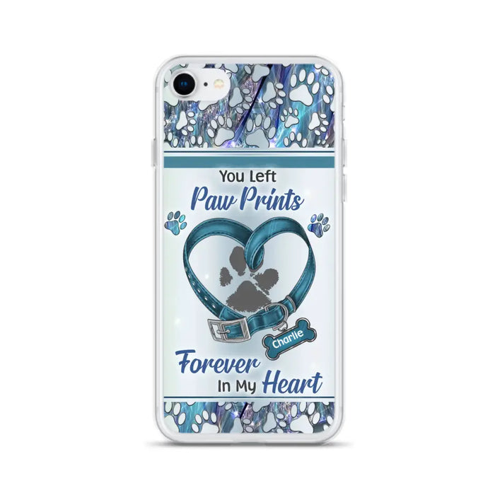 Custom Personalized Memorial Dog Collar Phone Case - Memorial Gift Idea For Dog Lover - You Left Paw Prints Forever In My Heart - Case for iPhone/ Samsung