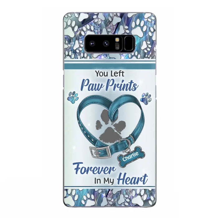 Custom Personalized Memorial Dog Collar Phone Case - Memorial Gift Idea For Dog Lover - You Left Paw Prints Forever In My Heart - Case for iPhone/ Samsung