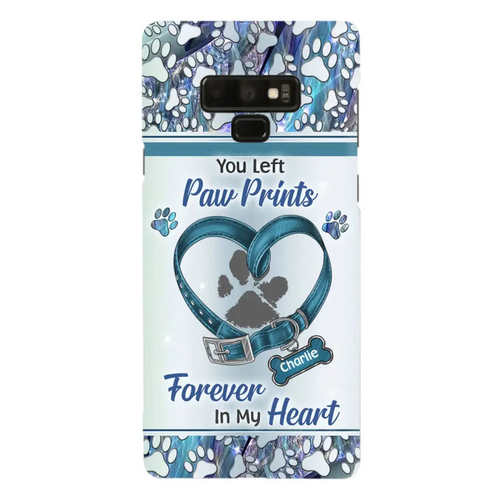 Custom Personalized Memorial Dog Collar Phone Case - Memorial Gift Idea For Dog Lover - You Left Paw Prints Forever In My Heart - Case for iPhone/ Samsung