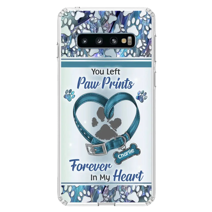 Custom Personalized Memorial Dog Collar Phone Case - Memorial Gift Idea For Dog Lover - You Left Paw Prints Forever In My Heart - Case for iPhone/ Samsung