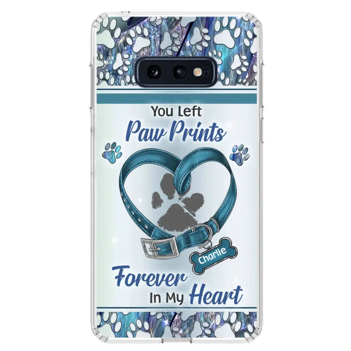 Custom Personalized Memorial Dog Collar Phone Case - Memorial Gift Idea For Dog Lover - You Left Paw Prints Forever In My Heart - Case for iPhone/ Samsung