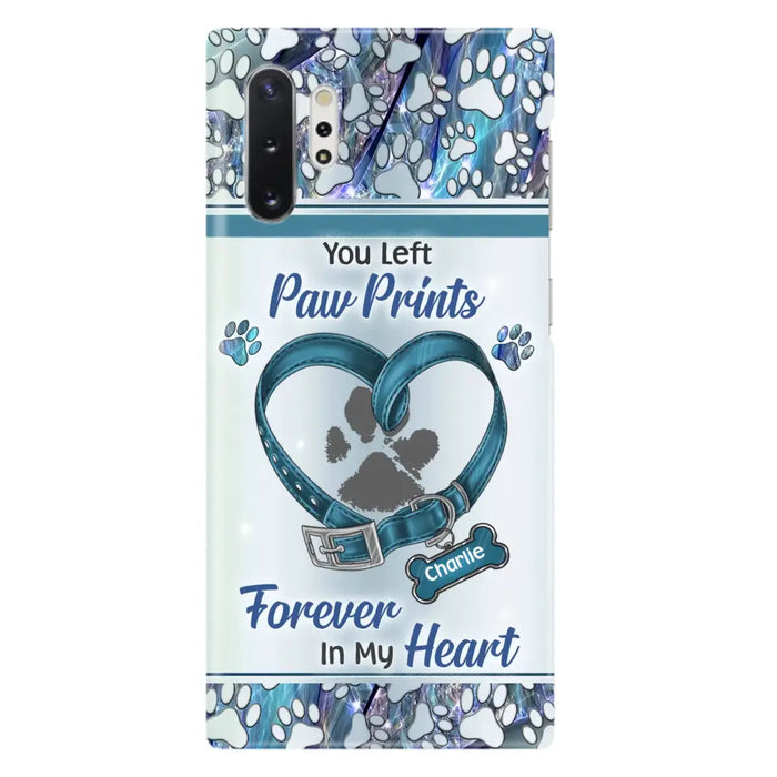 Custom Personalized Memorial Dog Collar Phone Case - Memorial Gift Idea For Dog Lover - You Left Paw Prints Forever In My Heart - Case for iPhone/ Samsung