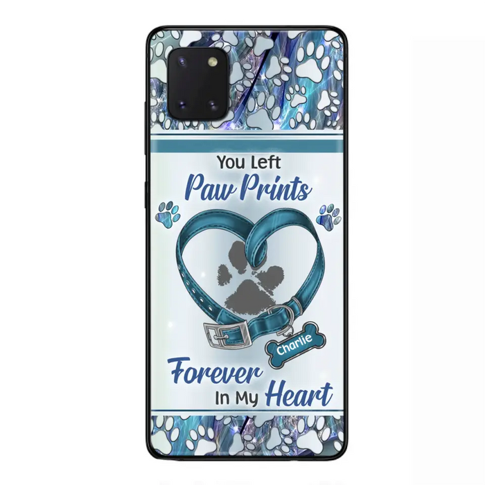 Custom Personalized Memorial Dog Collar Phone Case - Memorial Gift Idea For Dog Lover - You Left Paw Prints Forever In My Heart - Case for iPhone/ Samsung