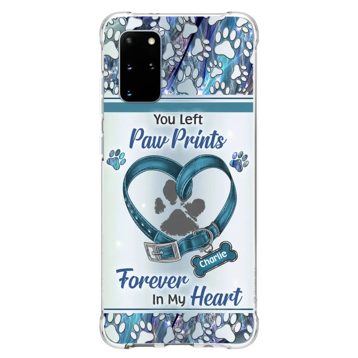 Custom Personalized Memorial Dog Collar Phone Case - Memorial Gift Idea For Dog Lover - You Left Paw Prints Forever In My Heart - Case for iPhone/ Samsung