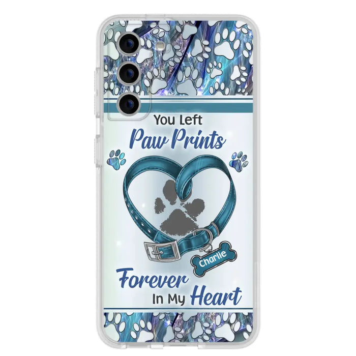 Custom Personalized Memorial Dog Collar Phone Case - Memorial Gift Idea For Dog Lover - You Left Paw Prints Forever In My Heart - Case for iPhone/ Samsung