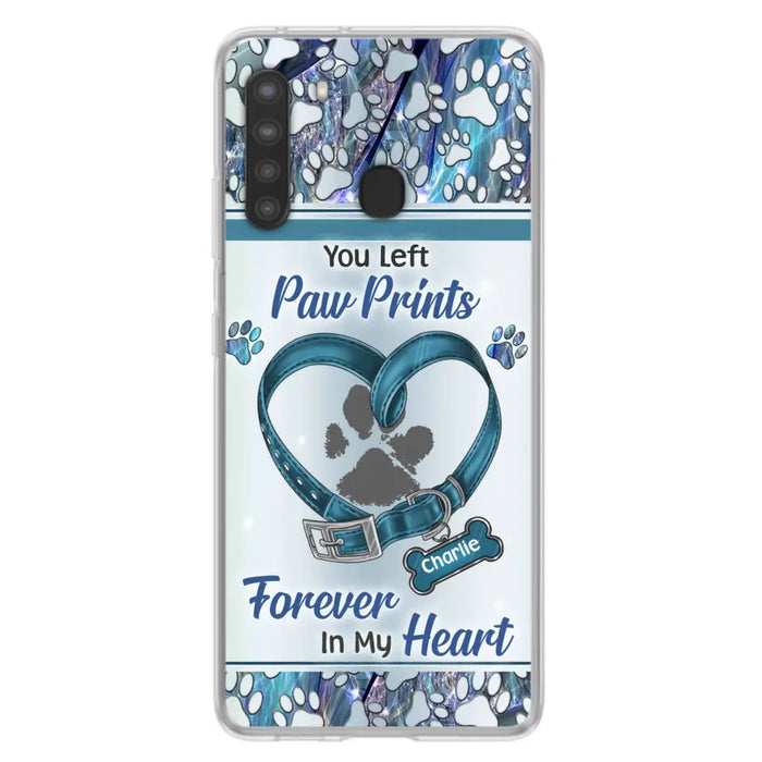 Custom Personalized Memorial Dog Collar Phone Case - Memorial Gift Idea For Dog Lover - You Left Paw Prints Forever In My Heart - Case for iPhone/ Samsung