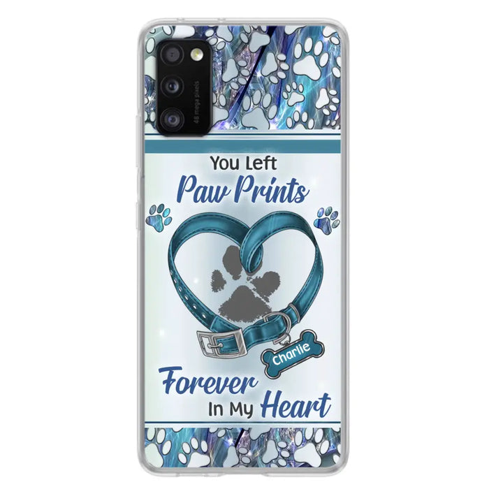 Custom Personalized Memorial Dog Collar Phone Case - Memorial Gift Idea For Dog Lover - You Left Paw Prints Forever In My Heart - Case for iPhone/ Samsung