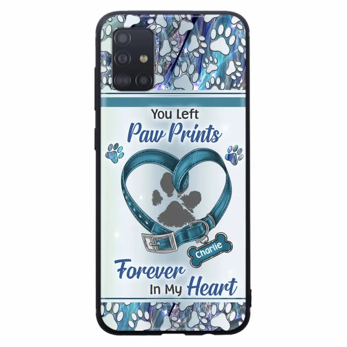 Custom Personalized Memorial Dog Collar Phone Case - Memorial Gift Idea For Dog Lover - You Left Paw Prints Forever In My Heart - Case for iPhone/ Samsung