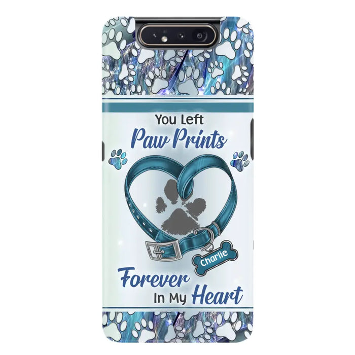 Custom Personalized Memorial Dog Collar Phone Case - Memorial Gift Idea For Dog Lover - You Left Paw Prints Forever In My Heart - Case for iPhone/ Samsung