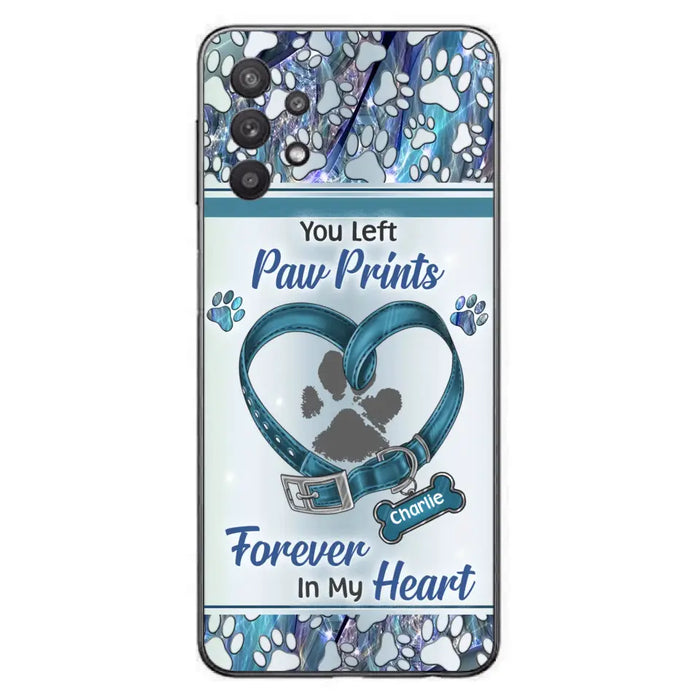 Custom Personalized Memorial Dog Collar Phone Case - Memorial Gift Idea For Dog Lover - You Left Paw Prints Forever In My Heart - Case for iPhone/ Samsung