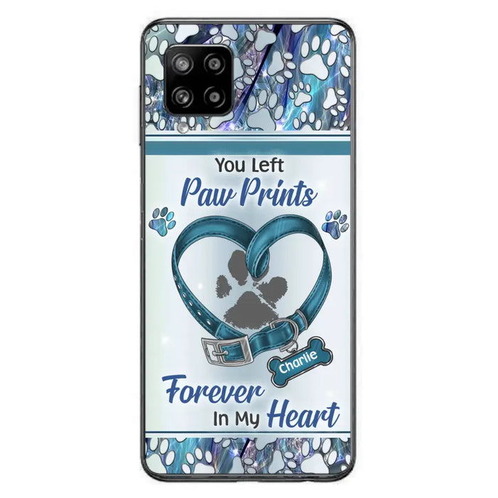 Custom Personalized Memorial Dog Collar Phone Case - Memorial Gift Idea For Dog Lover - You Left Paw Prints Forever In My Heart - Case for iPhone/ Samsung