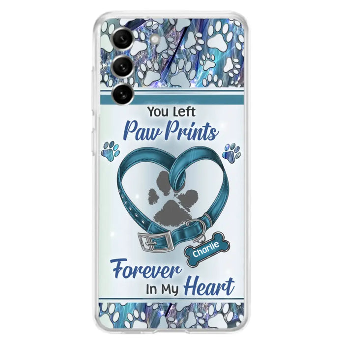 Custom Personalized Memorial Dog Collar Phone Case - Memorial Gift Idea For Dog Lover - You Left Paw Prints Forever In My Heart - Case for iPhone/ Samsung