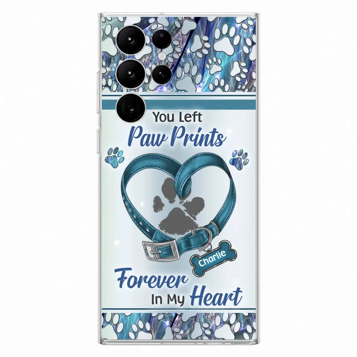 Custom Personalized Memorial Dog Collar Phone Case - Memorial Gift Idea For Dog Lover - You Left Paw Prints Forever In My Heart - Case for iPhone/ Samsung