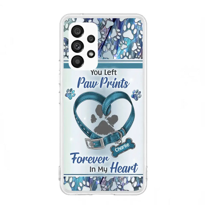 Custom Personalized Memorial Dog Collar Phone Case - Memorial Gift Idea For Dog Lover - You Left Paw Prints Forever In My Heart - Case for iPhone/ Samsung