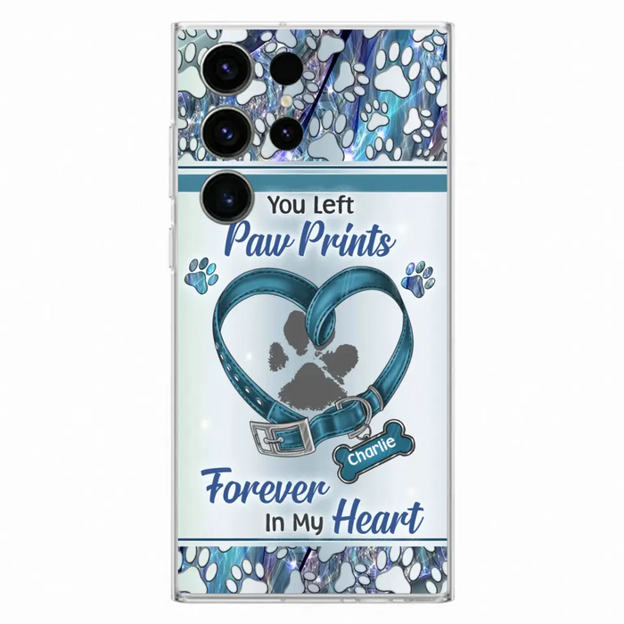 Custom Personalized Memorial Dog Collar Phone Case - Memorial Gift Idea For Dog Lover - You Left Paw Prints Forever In My Heart - Case for iPhone/ Samsung