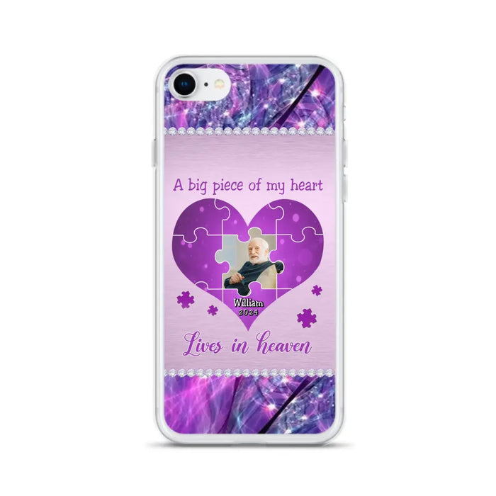 Custom Personalized Memorial Photo Phone Case - Memorial Gift Idea for Father's Day -  A Big Piece Of My Heart Lives In Heaven - Case for iPhone/Samsung