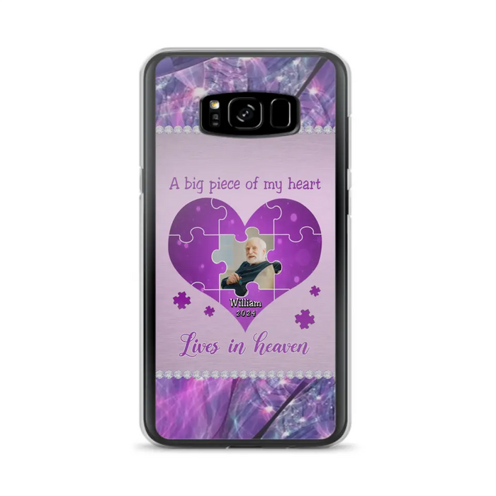 Custom Personalized Memorial Photo Phone Case - Memorial Gift Idea for Father's Day -  A Big Piece Of My Heart Lives In Heaven - Case for iPhone/Samsung