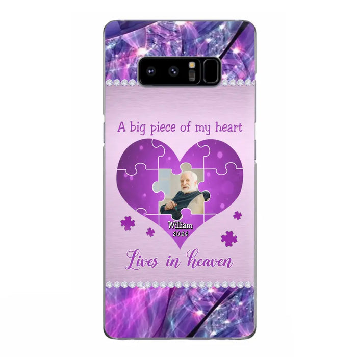 Custom Personalized Memorial Photo Phone Case - Memorial Gift Idea for Father's Day -  A Big Piece Of My Heart Lives In Heaven - Case for iPhone/Samsung