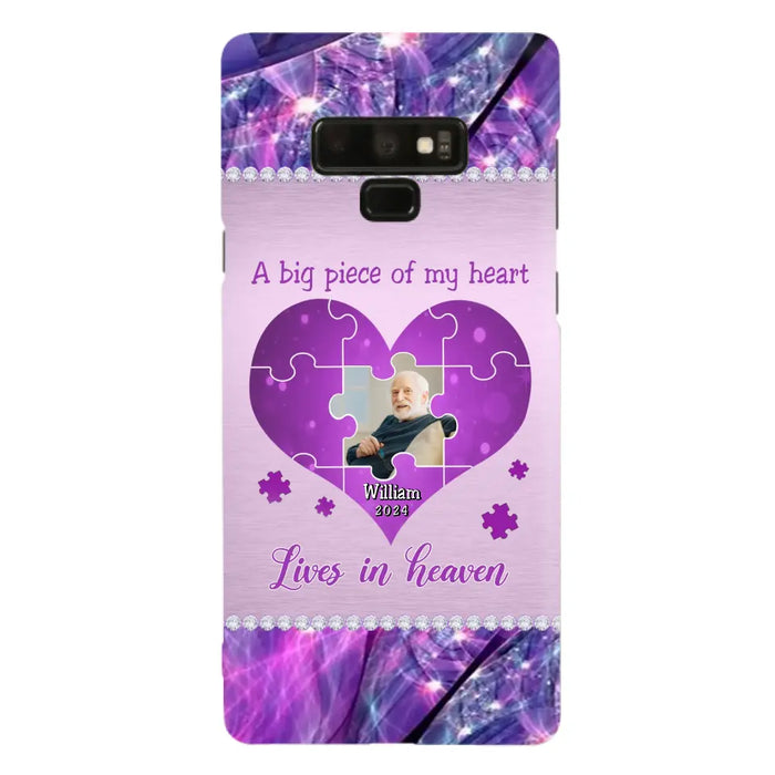 Custom Personalized Memorial Photo Phone Case - Memorial Gift Idea for Father's Day -  A Big Piece Of My Heart Lives In Heaven - Case for iPhone/Samsung