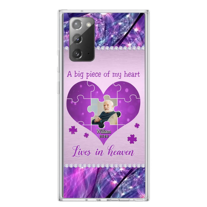 Custom Personalized Memorial Photo Phone Case - Memorial Gift Idea for Father's Day -  A Big Piece Of My Heart Lives In Heaven - Case for iPhone/Samsung