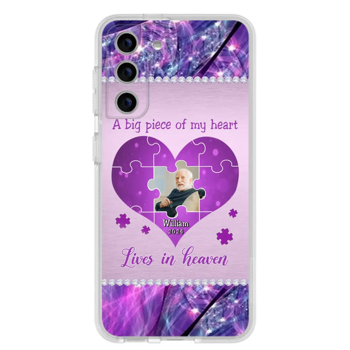 Custom Personalized Memorial Photo Phone Case - Memorial Gift Idea for Father's Day -  A Big Piece Of My Heart Lives In Heaven - Case for iPhone/Samsung