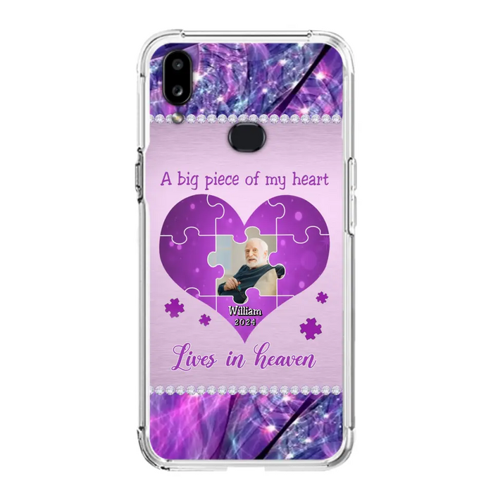 Custom Personalized Memorial Photo Phone Case - Memorial Gift Idea for Father's Day -  A Big Piece Of My Heart Lives In Heaven - Case for iPhone/Samsung