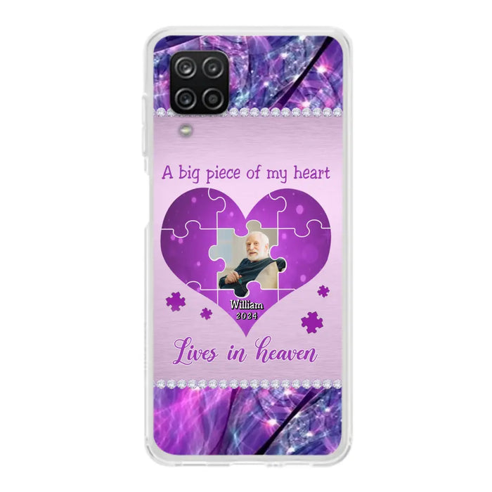 Custom Personalized Memorial Photo Phone Case - Memorial Gift Idea for Father's Day -  A Big Piece Of My Heart Lives In Heaven - Case for iPhone/Samsung