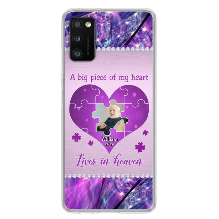 Custom Personalized Memorial Photo Phone Case - Memorial Gift Idea for Father's Day -  A Big Piece Of My Heart Lives In Heaven - Case for iPhone/Samsung