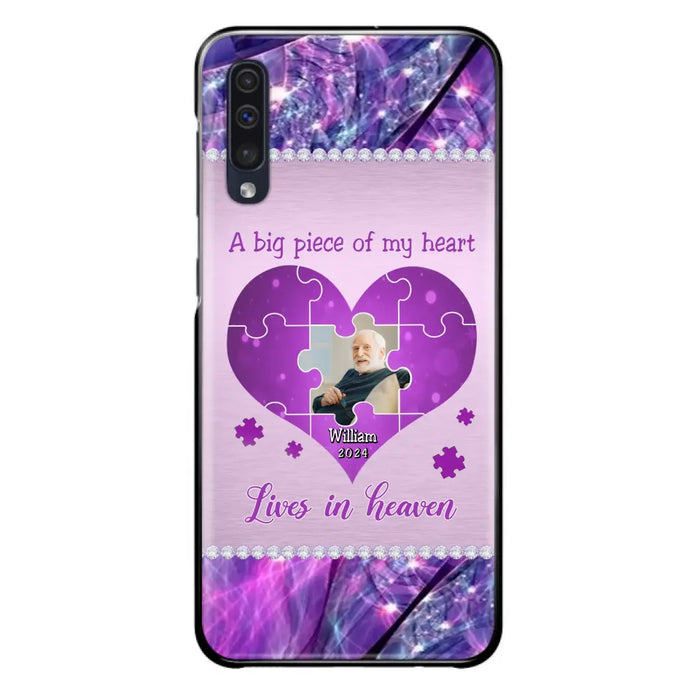 Custom Personalized Memorial Photo Phone Case - Memorial Gift Idea for Father's Day -  A Big Piece Of My Heart Lives In Heaven - Case for iPhone/Samsung