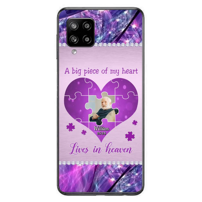 Custom Personalized Memorial Photo Phone Case - Memorial Gift Idea for Father's Day -  A Big Piece Of My Heart Lives In Heaven - Case for iPhone/Samsung